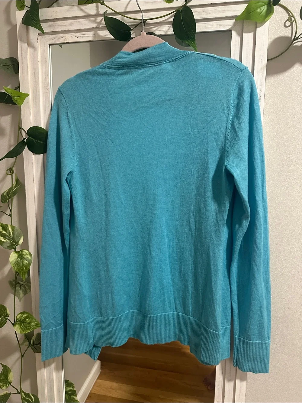 Tory Burch Turquoise Blue Button-Front Merino Wool Cardigan